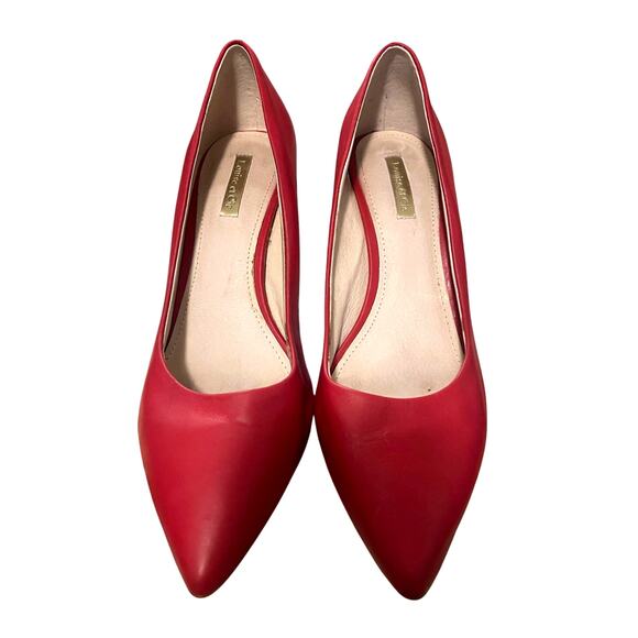 Anthropologie 9.5 Louise et Cie Hanabeth Vespa Red Leather Pointed Toe Pumps - Picture 2 of 7